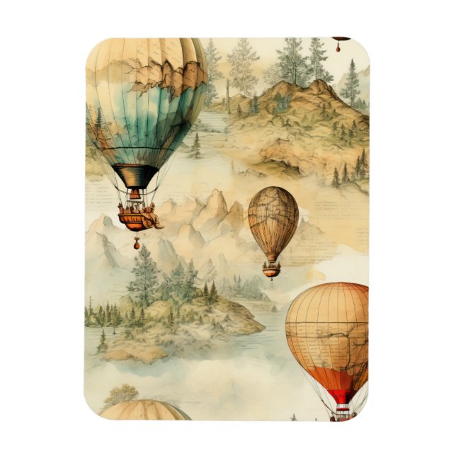 Imán Globo de aire caliente de época en un paisaje sere (Vertical)