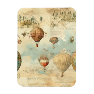 Imán Globo de aire caliente de época en un paisaje sere