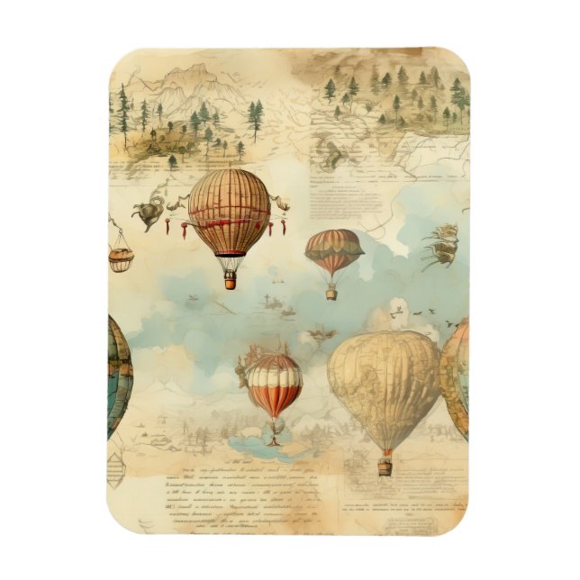 Imán Globo de aire caliente de época en un paisaje sere (Vertical)