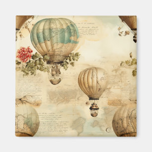 Imán Globo de aire caliente de época en un paisaje sere