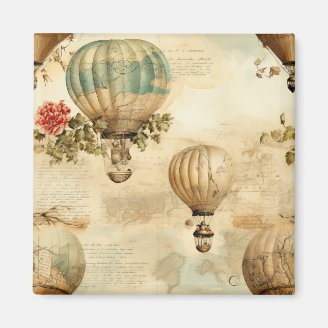 Imán Globo de aire caliente de época en un paisaje sere (Frente)