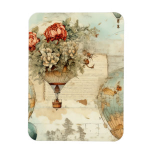 Imán Globo de aire caliente de época en un paisaje sere