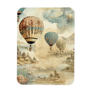 Imán Globo de aire caliente de época en un paisaje sere