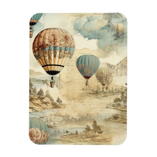 Imán Globo de aire caliente de época en un paisaje sere (Vertical)