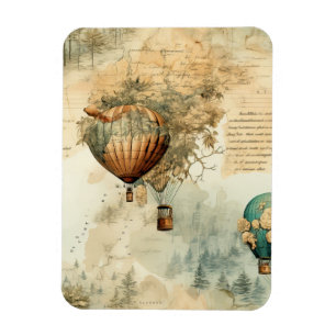 Imán Globo de aire caliente de época en un paisaje sere