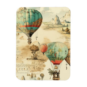 Imán Globo de aire caliente de época en un paisaje sere