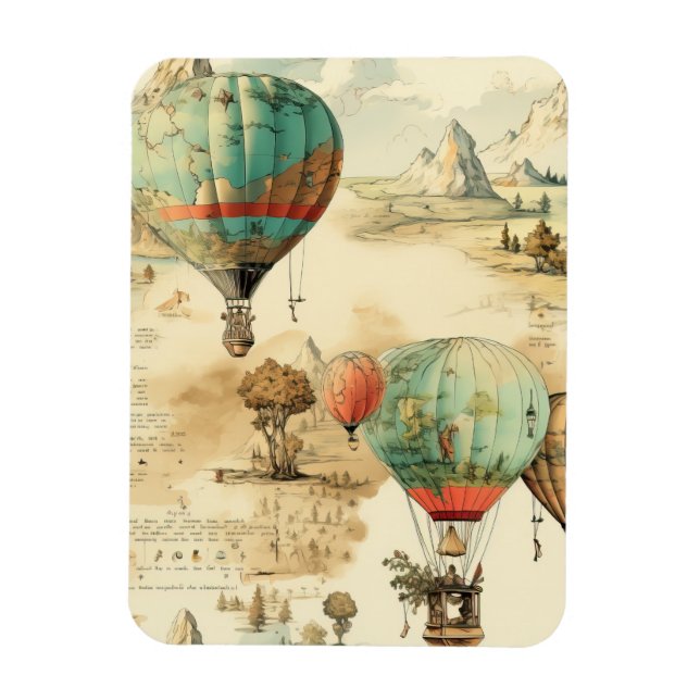 Imán Globo de aire caliente de época en un paisaje sere (Vertical)