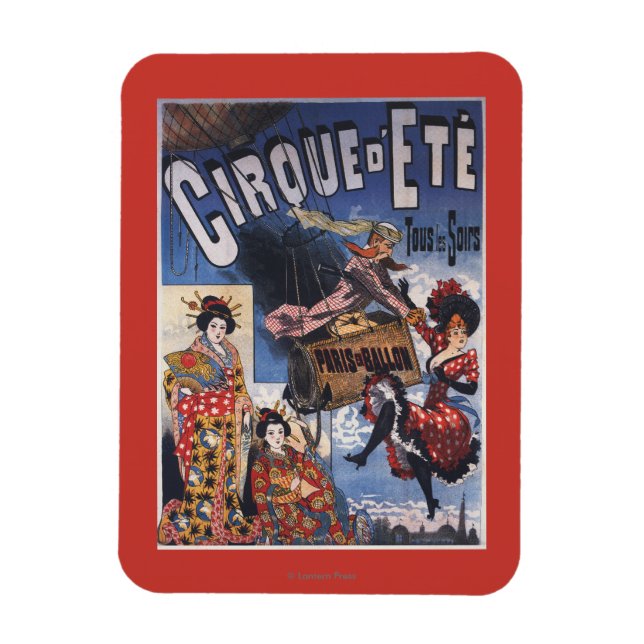 Imán Globo de aire caliente y Poster de damas japonesas (Vertical)