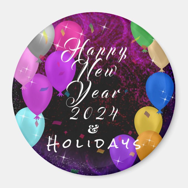 Imán Globo de Año Nuevo feliz (Frente)