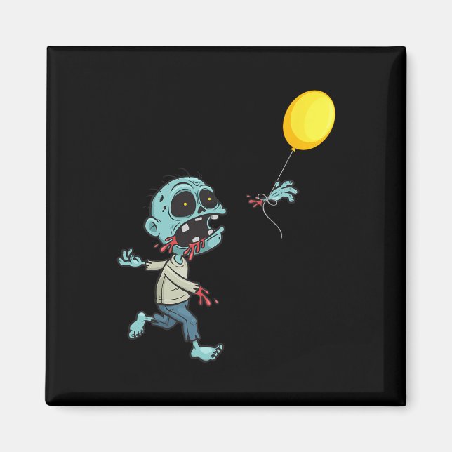Imán Globo de cumpleaños zombie - niños zombi graciosos (Frente)