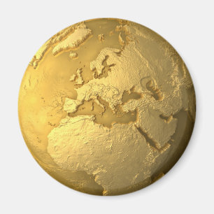 Imán Globo del oro - tierra metalizado. Europa, 3d