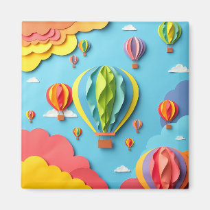 Imán Globos Aerostáticos Coloridos Patrón de Cielo