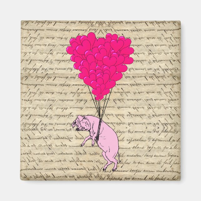 Imán Globos de cerdo y corazón (Frente)