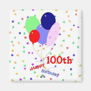 Imán Globos de cumpleaños 100 Feliz Colorido