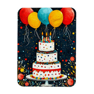 Imán Globos de cumpleaños coloridos