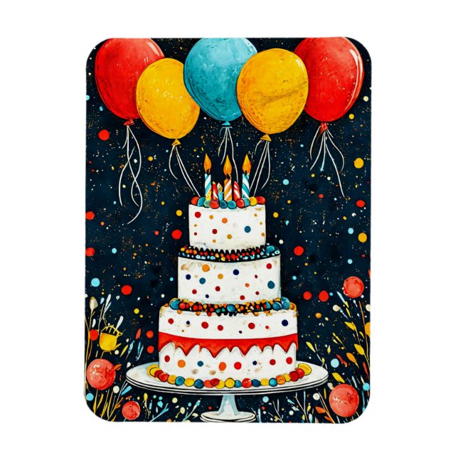 Imán Globos de cumpleaños coloridos (Vertical)