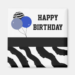 Imán Globos de cumpleaños con estampado de cebra