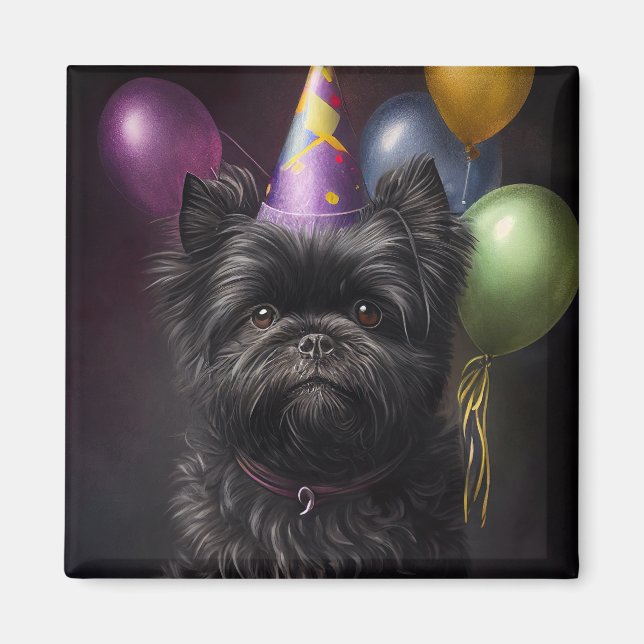 Imán Globos de cumpleaños de Affenpinscher Dog (Frente)