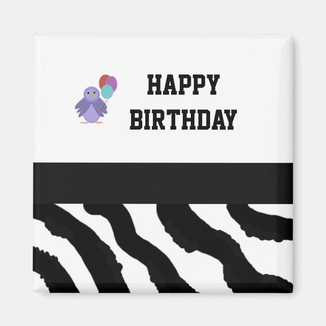 Imán Globos de Cumpleaños y Pájaro con Estampado de Ceb (Frente)