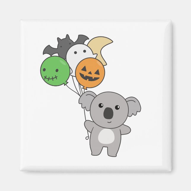 Imán Globos de Halloween de Koala para niños adorables  (Frente)