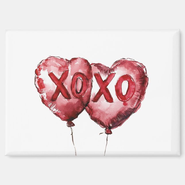 Imán Globos del corazón de XOXO Rojo (Anverso)