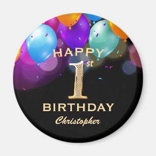 Imán Globos negros y dorados para fiesta de cumpleaños