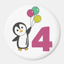 Imán Globos Penguin Cuarto Cumpleaños Para Niños Magnet