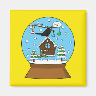 Imán Glóbulo de la nieve con canto de Blackbird