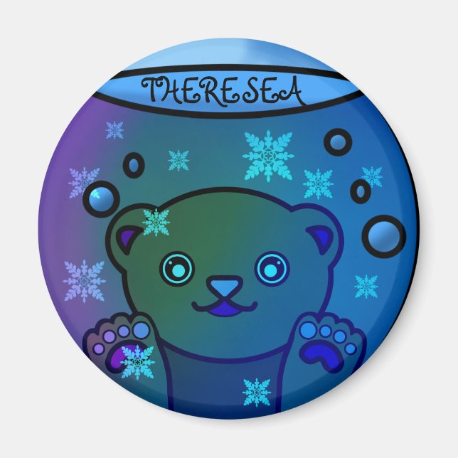 Imán Glóbulo De Nieve De Oso Polar Adorable (Frente)