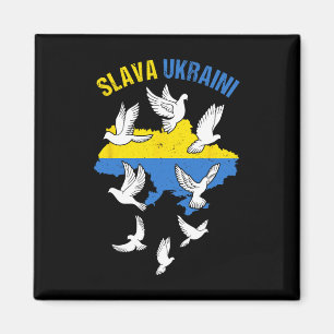 Imán Gloria a Ucrania Mapa de Ucrania Bandera Palomas d