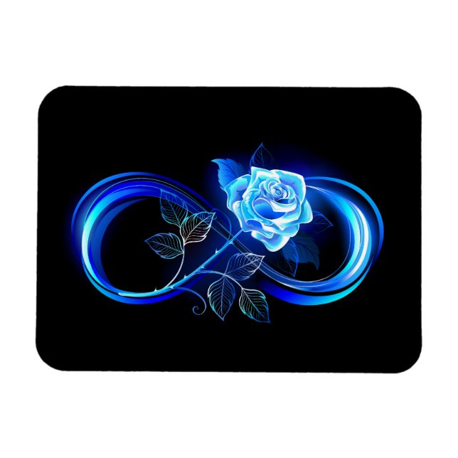 Imán Glowing infinity with blue rose (Horizontal)