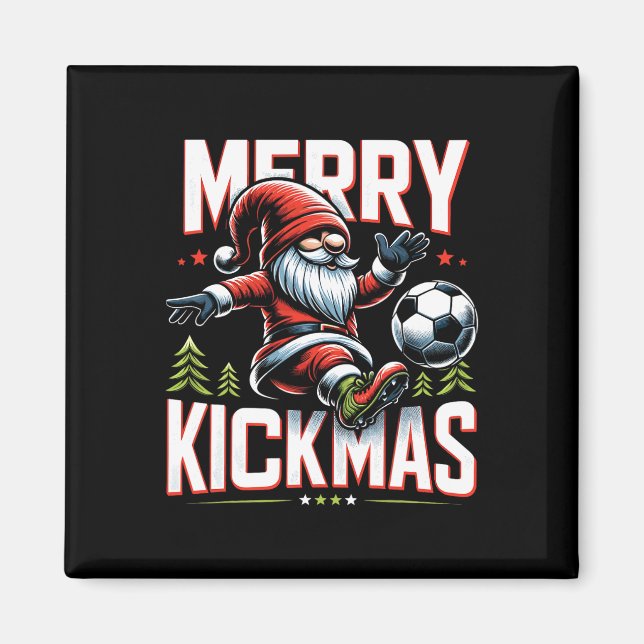 Imán Gnome de fútbol Merry Kickmas (Frente)