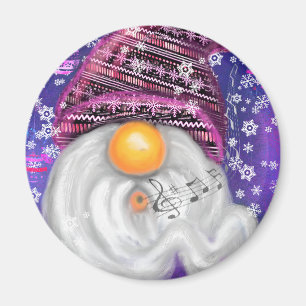 Imán Gnome De Los navidades En Gorra Púrpura