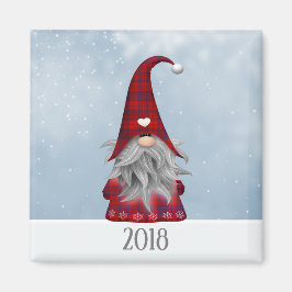 Imán Gnome de los Navidades rojos y negros con escúfalo