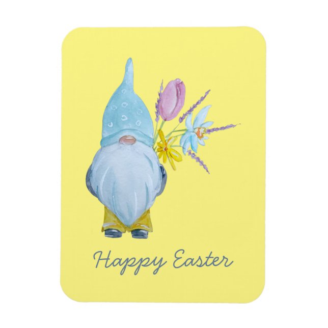 Imán Gnome de primavera Feliz Pascua (Vertical)