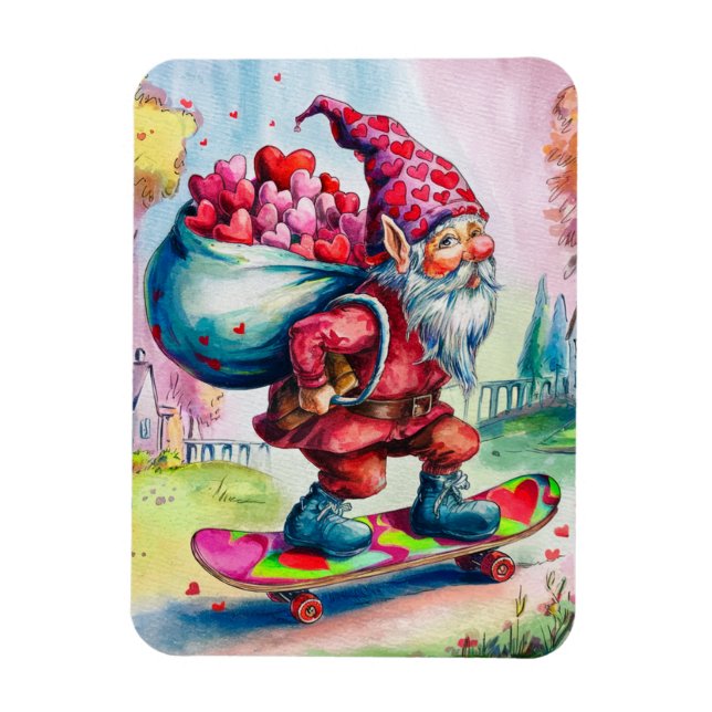 Imán Gnome de San Valentín Feliz día de San Valentín (Vertical)