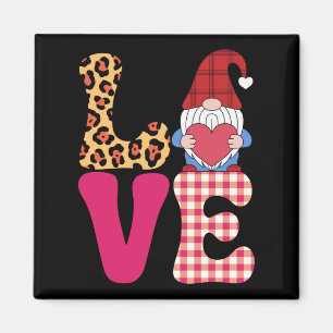 Imán Gnome del Amor Día de San Valentín Plaid Rojo de B