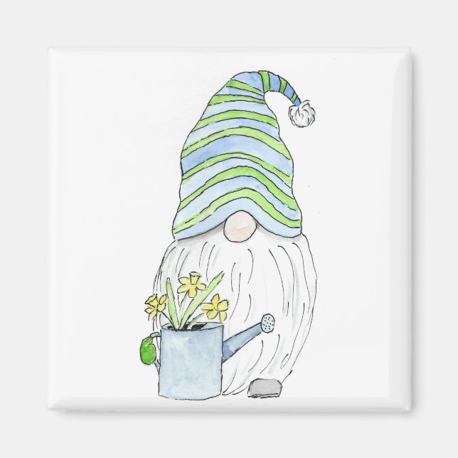 Imán Gnome del jardín de primavera (Frente)