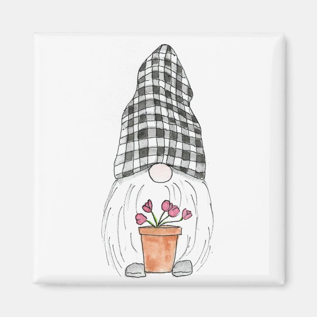 Imán Gnome del jardín de primavera (Frente)