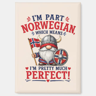 Imán Gnome divertido vikingo/noruego, "Soy parte norueg