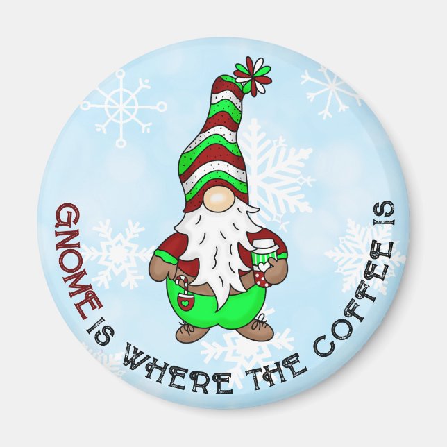 Imán Gnome es donde está el café | Navidades de corte (Frente)