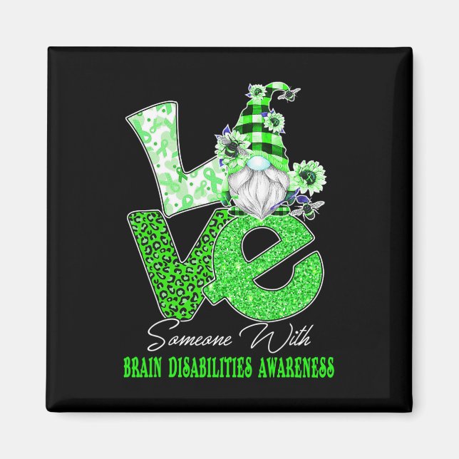 Imán Gnome Flower Love Brain Disabilities Conciencia (Frente)