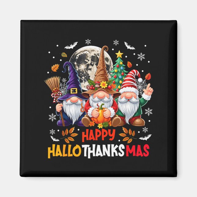 Imán Gnome Hallothanksmas Halloween Thanksgiving Christ (Frente)