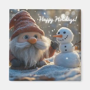 Imán Gnome y Snowman adorables en el país de las maravi