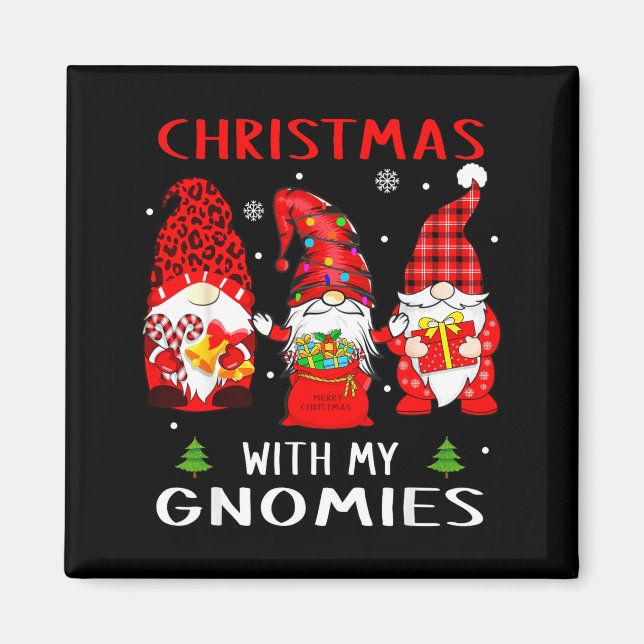 Imán Gnomes Christmas Family Leopard Funny Plaid Men Wo (Frente)
