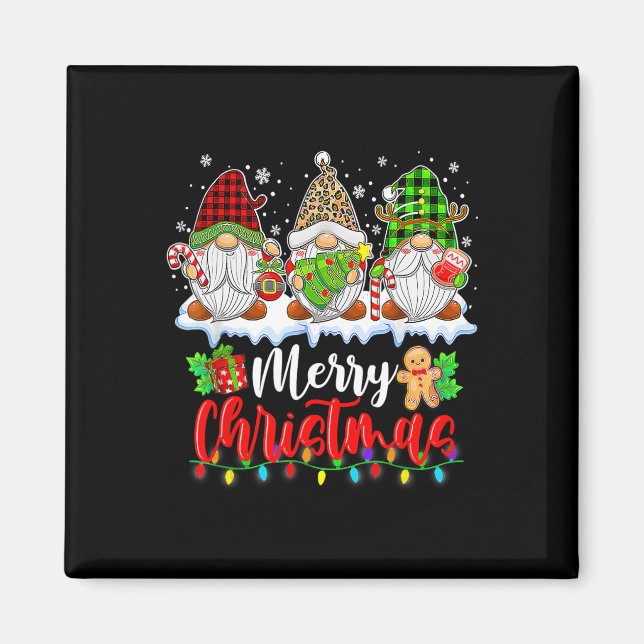 Imán Gnomes Cute Gnomes Merry Christmas Light Gnome Xma (Frente)