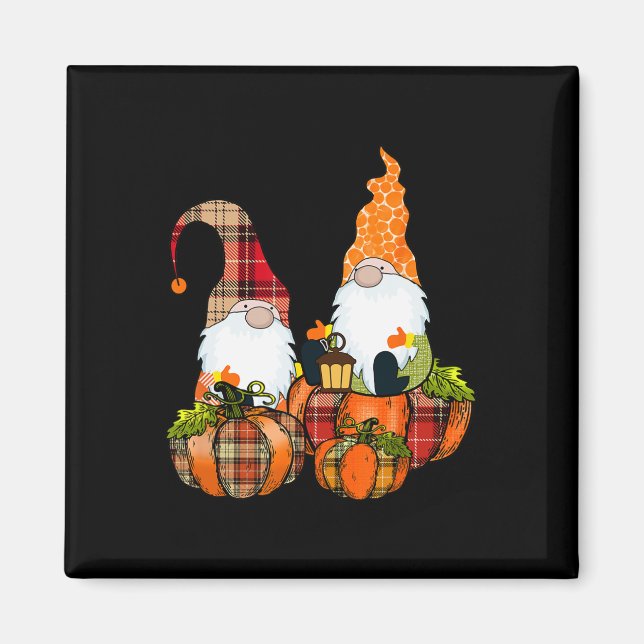 Imán Gnomes de calabaza Caen otoño Cute Halloween Thank (Frente)