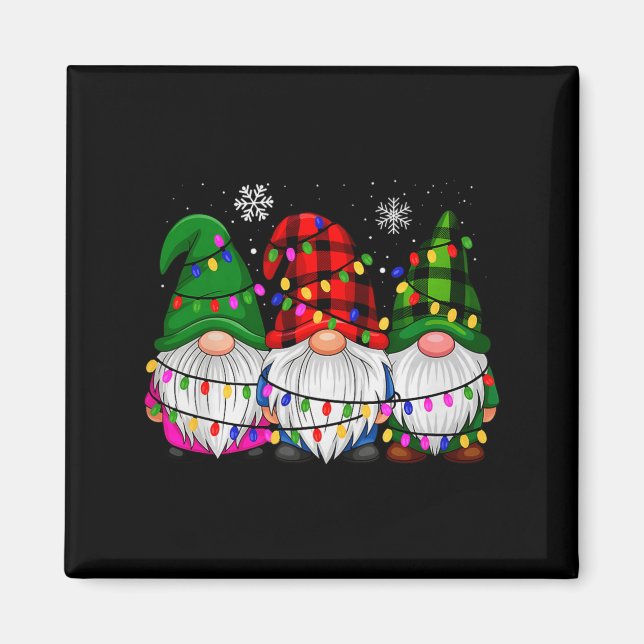 Imán Gnomes Family Matching Pjs Men Women Funny Xmas Ho (Frente)