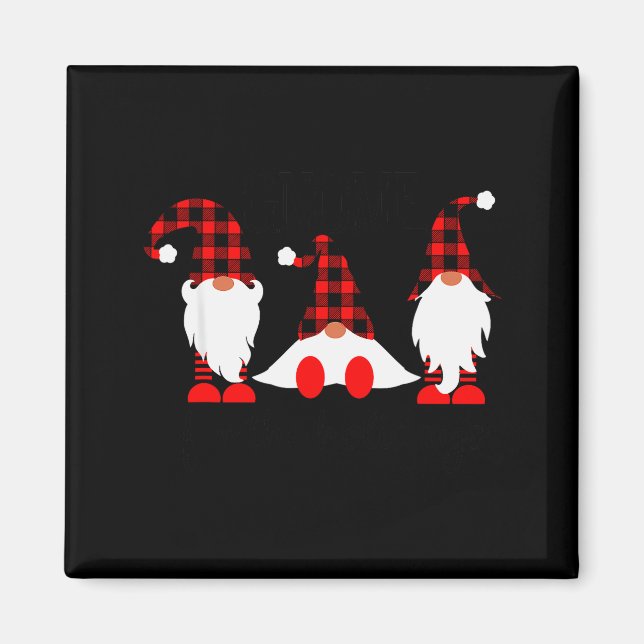 Imán Gnomes For The Holidays Buffalo Plaid Gnome Christ (Frente)