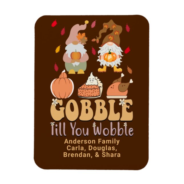 Imán Gnomes Gobble Cita Nombres de familia de Acción de (Vertical)